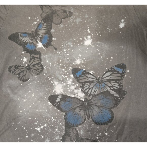 Hybrid Apparel Butterfly T-Shirt Women's 2X Gray Cap Sleeve Crew Neck - Picture 7 of 7